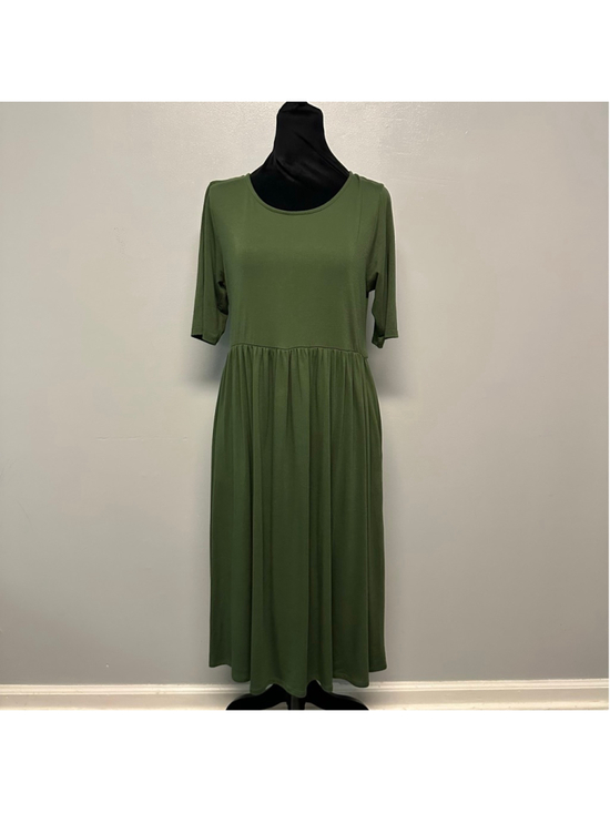 ZENANA OUTFITTERS Dresses & Skirts - ZENANA OUTFITTERS Midi Dress women’s size XL Olive Green gathered waist